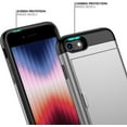 thumbnail image 4 of iPhone SE Case 2022/iPhone SE 2020/7/8 Case with Card Holder Heavy Duty Protective Dual Layer Shockproof Hidden Card Slot Slim Wallet Case for iPhone SE 3rd/2nd/7/8-4.7''(Silver), 4 of 13