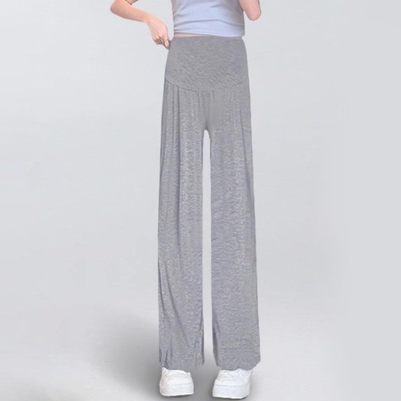 hengsof Women's High Waisted Wide Leg Pants for Maternity Casual Wear During Pregnancy