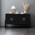 thumbnail image 7 of Storage Cabinet with Doors&Adjustable Shelf, Solid Wood Modern Accent Cabinet, Buffet Sideboards Cabinet for Hallway, Entryway, Dining Living Room, 7 of 7