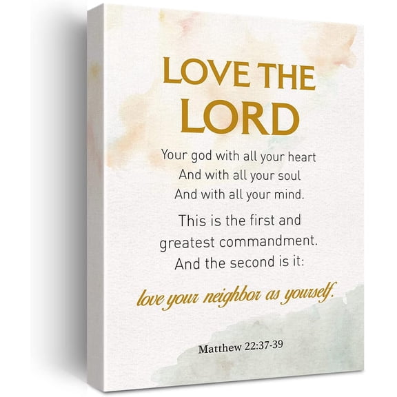 Inspirational Bible Verse Print Love the Lord Scripture Paintings Canvas Wall Art Poster Artwork Ready to Hang Christian Home Office Decor