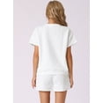 thumbnail image 3 of DARING DIVA Women's Loungewear Short Sleeve Tops and Shorts with Pockets White S, 3 of 6