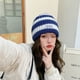 thumbnail image 4 of Gorros de lana para hombres y mujeres, gorro de punto grueso de dos colores con rayas verticales, tejido de dos colores para invierno, 4 of 6