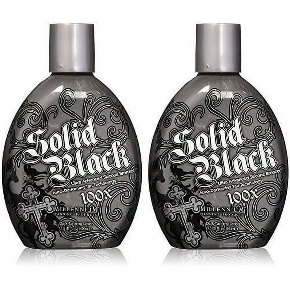 2-Pack Millennium Tanning Solid 100X Indoor Dark Bronzing Lotion Tanning Bed, Black, 13.5 oz