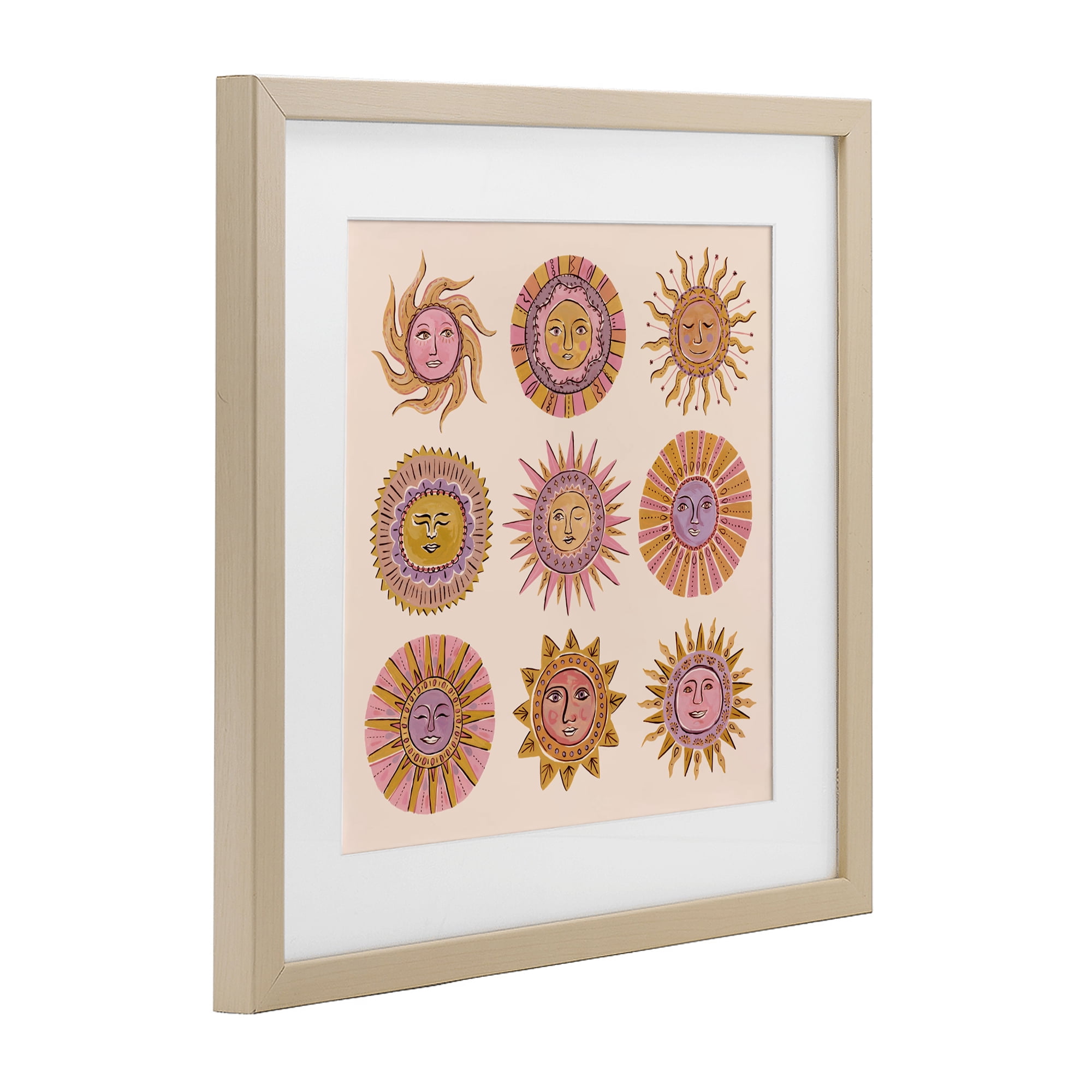 Stupell Industries Boho Solar Faces Birch Framed Print Under Glass, design by Two If By Sea Studios