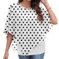 thumbnail image 2 of Camisas de mujer Camisetas sin mangas estampadas con gasa Manga corta Mantón fluido Blusas de túnica de doble capa Fridja  nalpqowj27714, 2 of 9