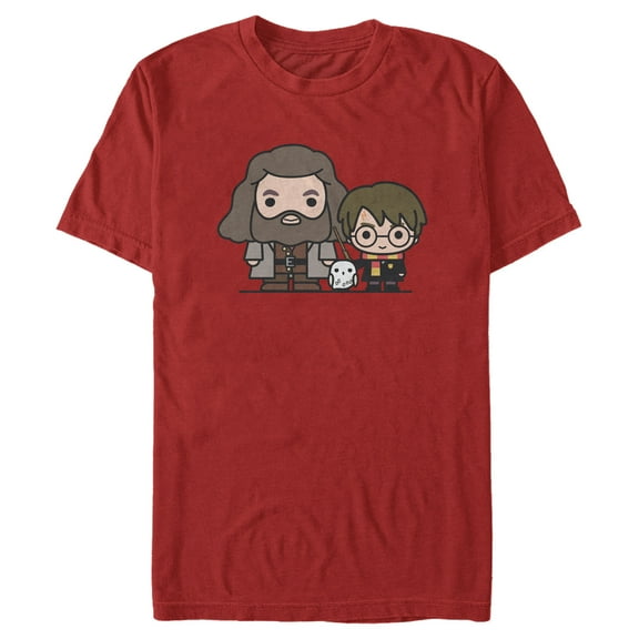 Men's Harry Potter Hagrid & Hedwig Kawaii Cuties  Graphic Tee Red X Large