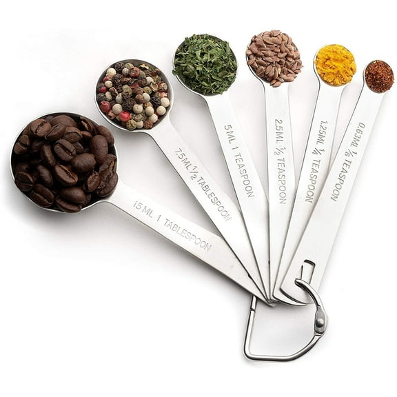 EIMELI Stainless Steel Measuring Spoons Stackable Set - Measuring Dry and Liquid Ingredients Set for Cooking and Bakin (6 packs of every set)