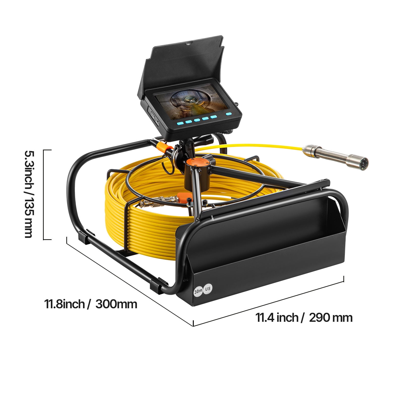 VEVOR Sewer Camera, 4.3" Pipe Drain Inspection Camera with DVR Function & Snake Cable, Waterproof IP68 Borescope w/LED Lights, Industrial Endoscope for Home Wall Duct Drain Pipe Plumbing