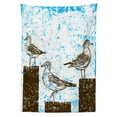 thumbnail image 3 of Ambesonne Blue Tablecloth Rectangular Table Cover, Grungy Sketch Seagulls, 52"x70", Blue White Brown, 3 of 4