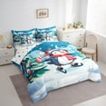 thumbnail image 3 of Manfei Cartoon Penguin Skating 7pcs Bedding Comforter Set for Kids Teens,Xmas Tree Queen Bedding Sets Super Cozy,Merry Christmas Queen Sheet Sets,Breathable Home Decor,Reversible, 3 of 8