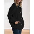 thumbnail image 5 of Women'S Full Zip Up Fleece Hoodie Soft Winter Jacket Casual Oversized Pullover Sweatshirt with Button Front Cozy Black L, 5 of 7