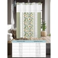 thumbnail image 6 of No Hook Shower Curtain with Snap in Liner,White Daisy Flower Sage Green Stripe Waterproof Bath Curtain Double Layers with See Through Top Window,Watercolor Floral Hotel Shower Curtains 36x72in, 6 of 9