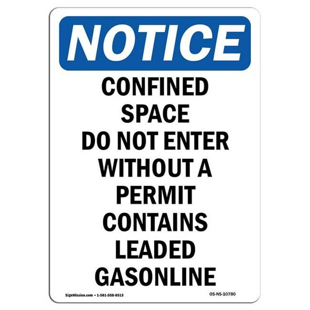 SignMission OS-NS-A-1218-V-10780 Panneau d'Avertissement de 12 x 18 Po - Espace Confiné Ne Pas Entrer Sans Permis