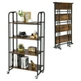 thumbnail image 1 of Costway 4-Tier Folding Rolling Cart Portable Storage Shelves w/Wheels No Assembly Rack, 1 of 10