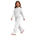 thumbnail image 6 of GiLiling Girls Pullover Hoodie with Kangaroo Pocket and Wide Leg Pants Set, Kids 2 Piece Fall Winter Sweatsuit Outfits (White, 11-12 Years), 6 of 8