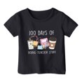thumbnail image 4 of Toddler Shirts Girls 2t Crew Neck Letter Print Girls' Short-Sleeve Shirts and Tops Children's Fashion Back To School Shirt T-Shirts Toddler To Big Kid Sizes 3-4 Years（Black）, 4 of 4