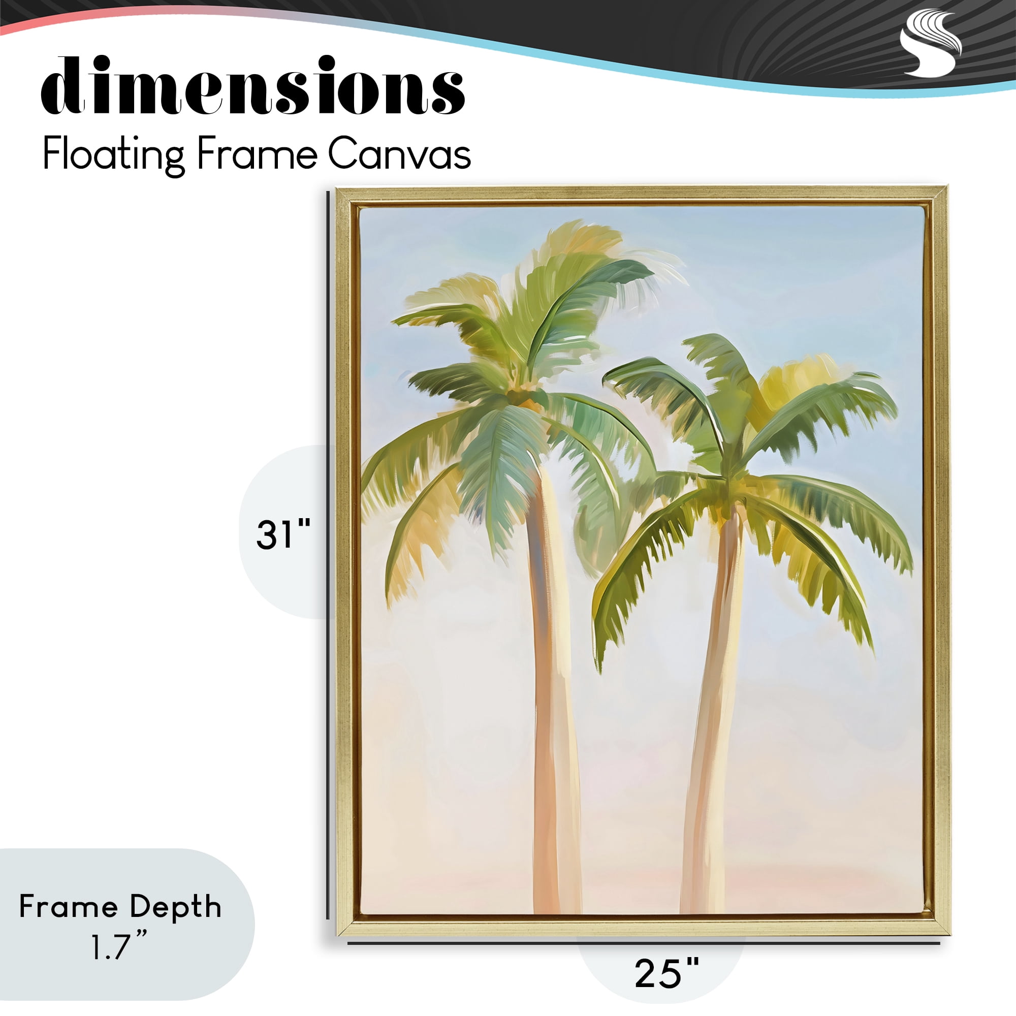 Stupell Industries Tropical Palm Twins at Sunrise Gold Framed Floater Canvas Wall Art, design by The Prints Vibe