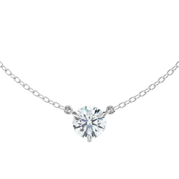 Lumante Women’s 14k White Gold Round Lab Grown Diamond 3 Prong Pendant Necklace, 0.70cttw (F-G Color, VS Clarity)