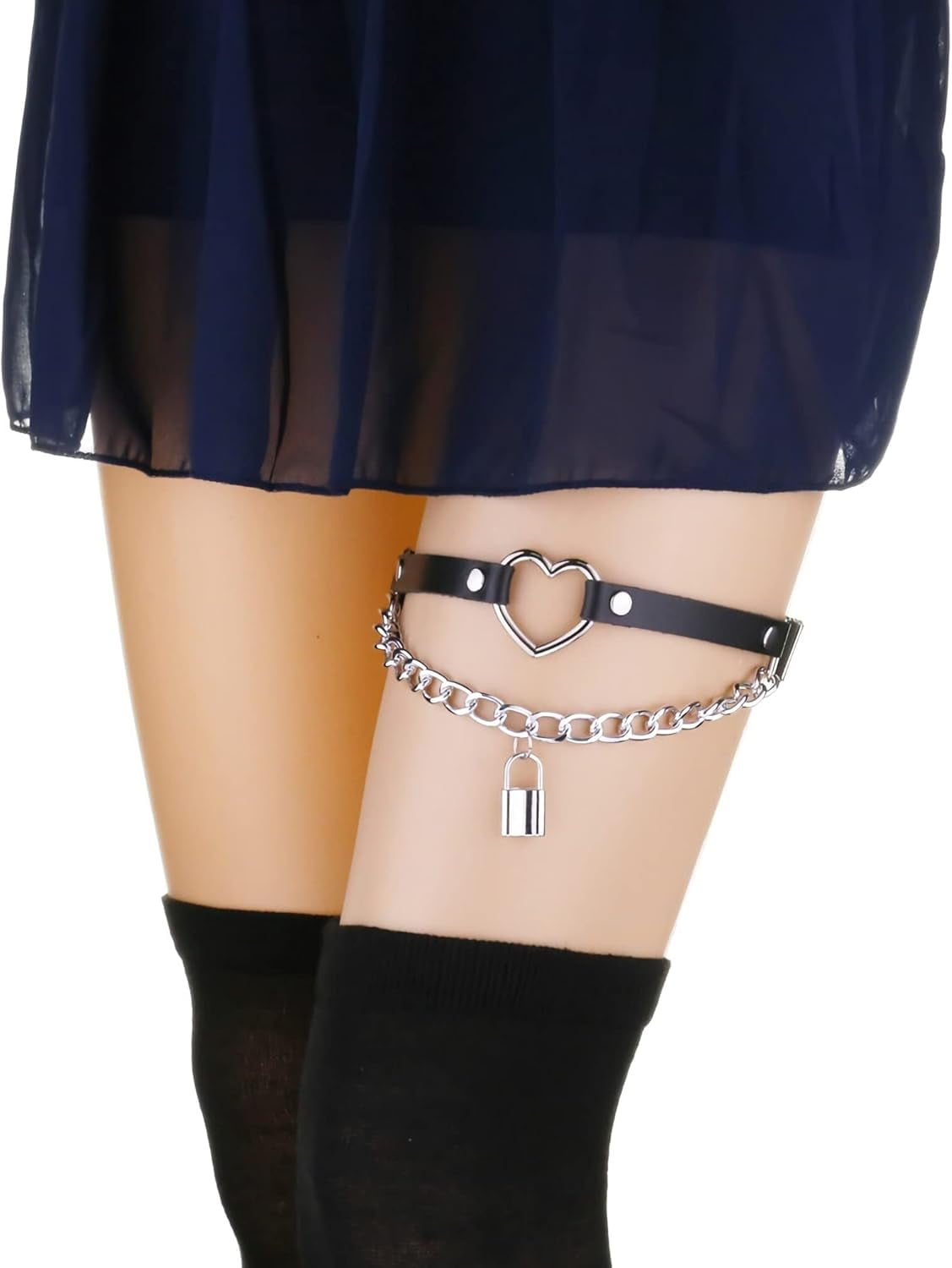 chain garter belt Adjustable Heart Leg Garter Belt Heart with Chain Elastic Thigh Garters for  Women 2Pcs
