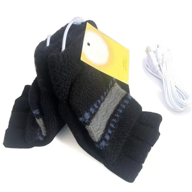 Guantes térmicos por USB para mujer y hombre, guantes térmicos para ordenador portátil, manos para tejer con calor total y medio sin dedos, sin dedos, diseño lavable (negro)
