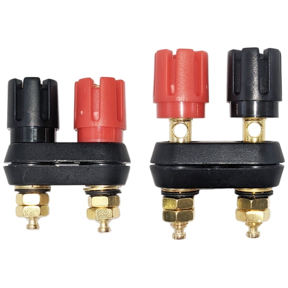 2 Pack Gold Plated Dual Binding Posts with 4mm Banana Plug Jacks, 2-Way Black and Red Terminals