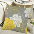 thumbnail image 3 of Funda de almohada de lino | Funda de cojín cuadrada de 45 x 45 cm | Estilo natural para sofá, cama o asiento de coche | Naranja, azul y amarillo, 3 of 6