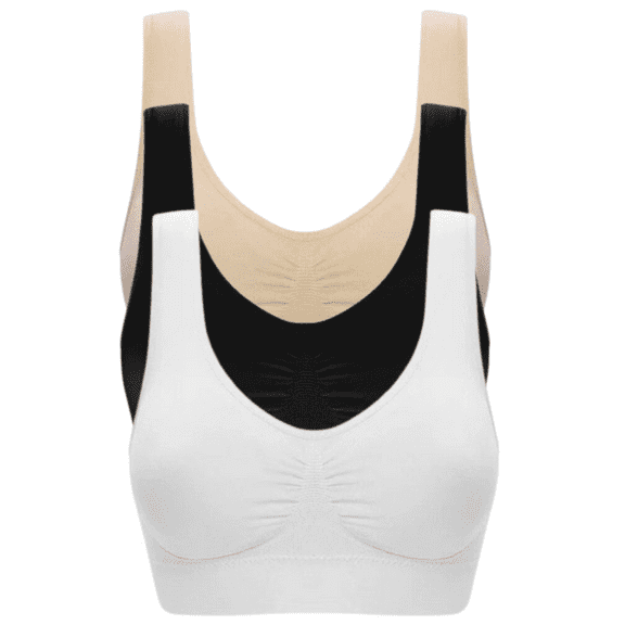 TQWQT 3-Pack Women Sport Bras Stretchy Seamless Sports Bra Wirefree Yoga Bra With Removable Pads Fitness Bra Sale on Clearance