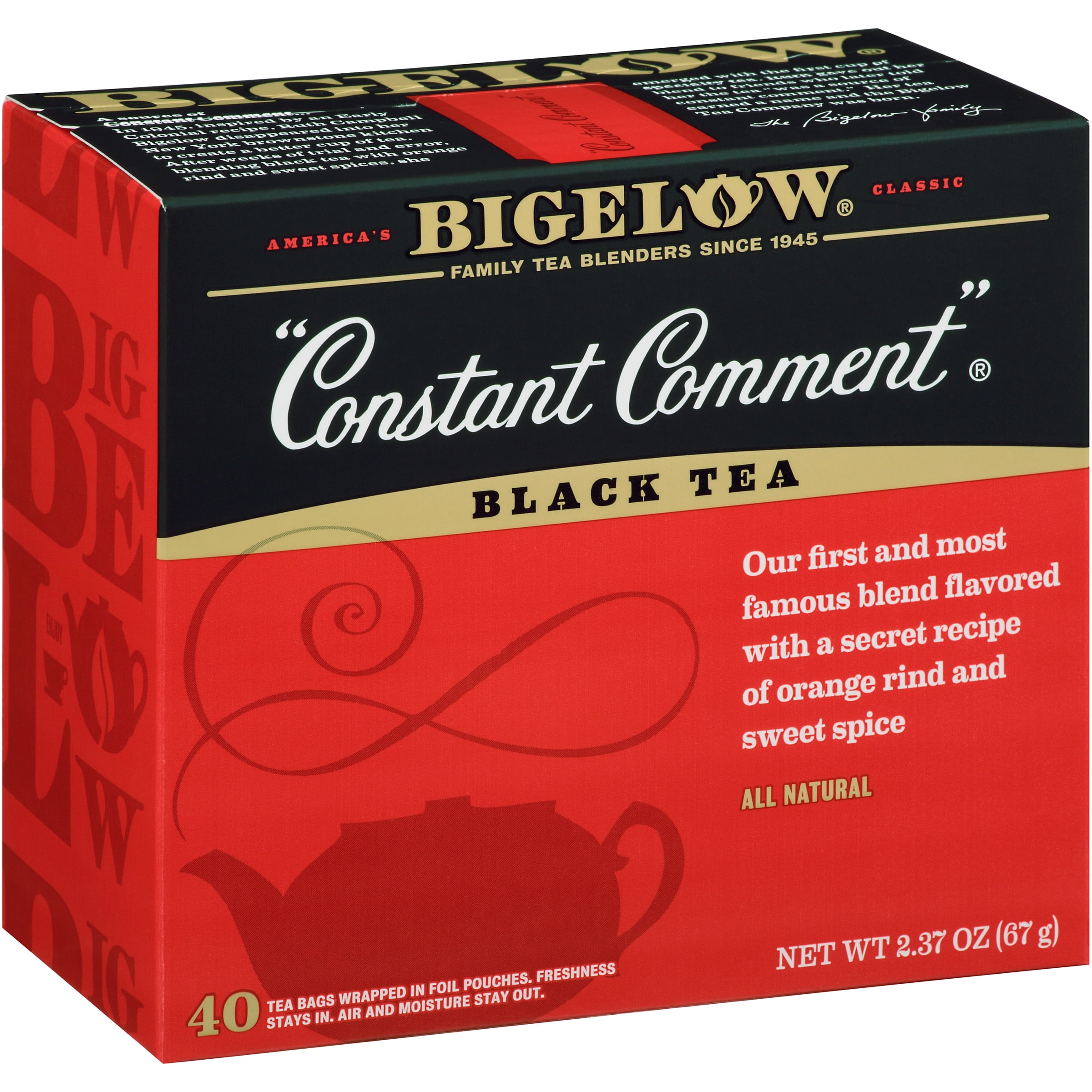 Bigelow Black Tea, Constant Comment, Tea Bags, 40 Count