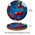 thumbnail image 3 of Cherry 6PCS Round Microfiber Leather Bar Coasters, 11x11 cm/4.3x4.3 in, Drink Coasters for Home and Kitchen, Furniture from Water Marks and Scratches, 3 of 6