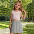 thumbnail image 6 of Girls Golf Skirt, Athletic Tennis Skirts with Shorts Solid Color High Waisted Skorts for Workout Light Skirt Gray 4Y, 6 of 9