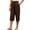 Coffee, variant on Women Casual Capri Pants with Pockets Cozy Loose Straight Leg Summer Capris Pull On Elastic Waist Button Cropped Trousers Army Green 3XL