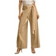 thumbnail image 2 of FEIIBMOYRIA Women's Dress Pants Smooth Drape Elegant High Waist Wrap Front Tie Wide Leg Pants Loose Elegant Daily Office Business Casual Culottes, 2 of 6