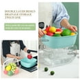thumbnail image 4 of ReaNea Colander Bowl with Clear Plastic Bowl, Dual-Layer Draining Bowl Vegetable Washing Basket (Blue), 4 of 7