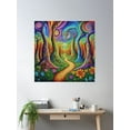thumbnail image 2 of Colorful Aesthetic Trippy Forest Poster Wall Art, Modern Wall Decor, 16x16 UNFRAMED, 2 of 3