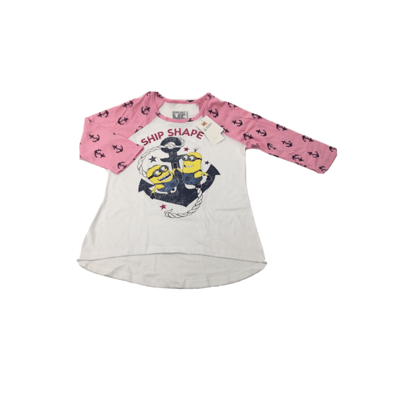DESPICABLE ME MINION 3/4 Sleeve SHIRT GIRL WHITE/PINK SIZE M