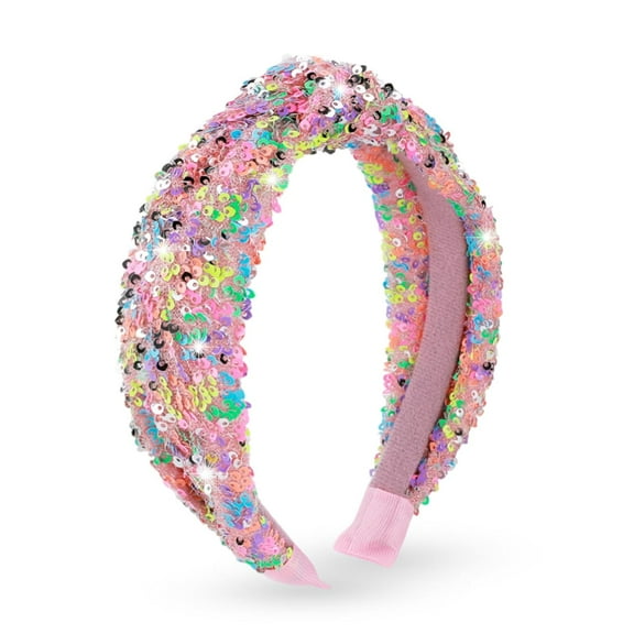 1pcs Sequin Headband for Women, Sparkly Knotted Wide Hair Bands, Glitter Fashion Iridescent Headbands Hair Accessories,apply to perfect hair accessory for carnival parties (Multicolor)