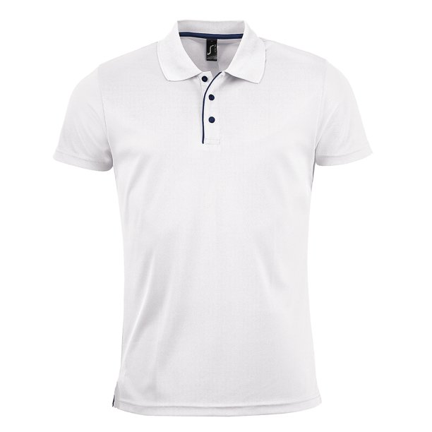 SOLS - Polo de manga corta de deporte para caballero/hombre 100% poliéster de primera Modelo Performer - Verano/ Vacaciones (Blanco)