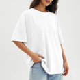thumbnail image 6 of beishanbush Spring Sales Saving $10 Basic Tees Casual Tshirts Women's Oversized T-Shirt,Half Sleeve Boxy Neck Loose Overcut Shoulders Casual Under $10, 6 of 8