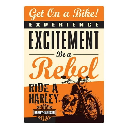 Harley-Davidson Get on a Bike Rebel Embossed Tin Sign, 10.5 x 15 inches 2010411, Harley Davidson