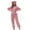 Pink, variant on Comfy Loungewear Set Silk Pajamas for Women Cozy Women's Hooded Long Sleeve Jumpsuit for Fall and Winter Soft Warm Coral Pajama Home Wear for Comfort and Relaxation