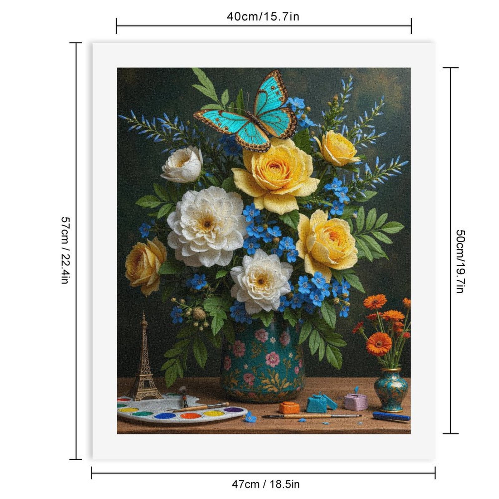 Paint By Numbers Kit for Adults Beginner - Artistic Floral Arrangement Butterfly DIY Canvas Painting Kits for Adults, Frameless Paint By Number for Adults for Home Wall Decor 16x20 Inch