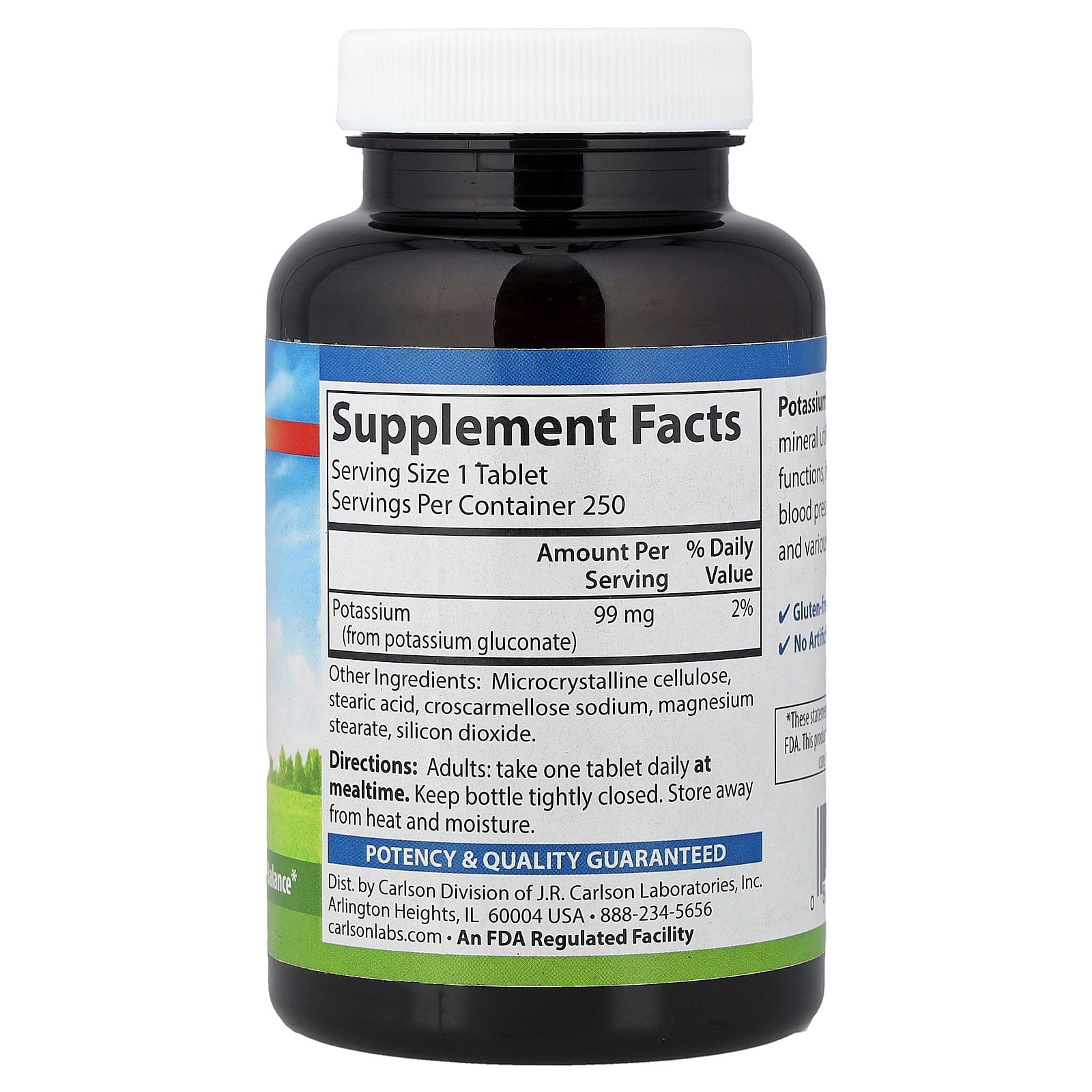 Carlson Potassium, 99 mg, 250 Tablets