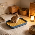 thumbnail image 5 of Small Animal Litter Box with Grid, Pet Potty Training Tray for Rabbits Hamsters Guinea Pigs Hedgehogs Chinchillas Ferrets, Easy-Clean Cage Toilet with Splash Guard Fence, Blue, for Cage Training, 5 of 6