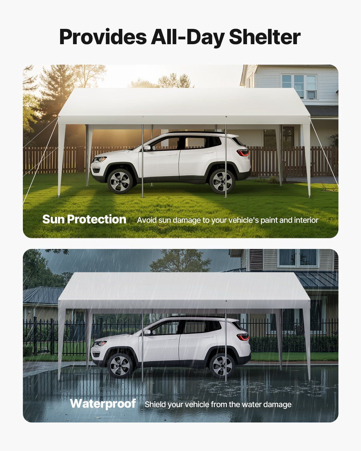 Carport Car Canopy 10 x 20 FT Heavy Duty Portable Car Garage Shelter Tent White