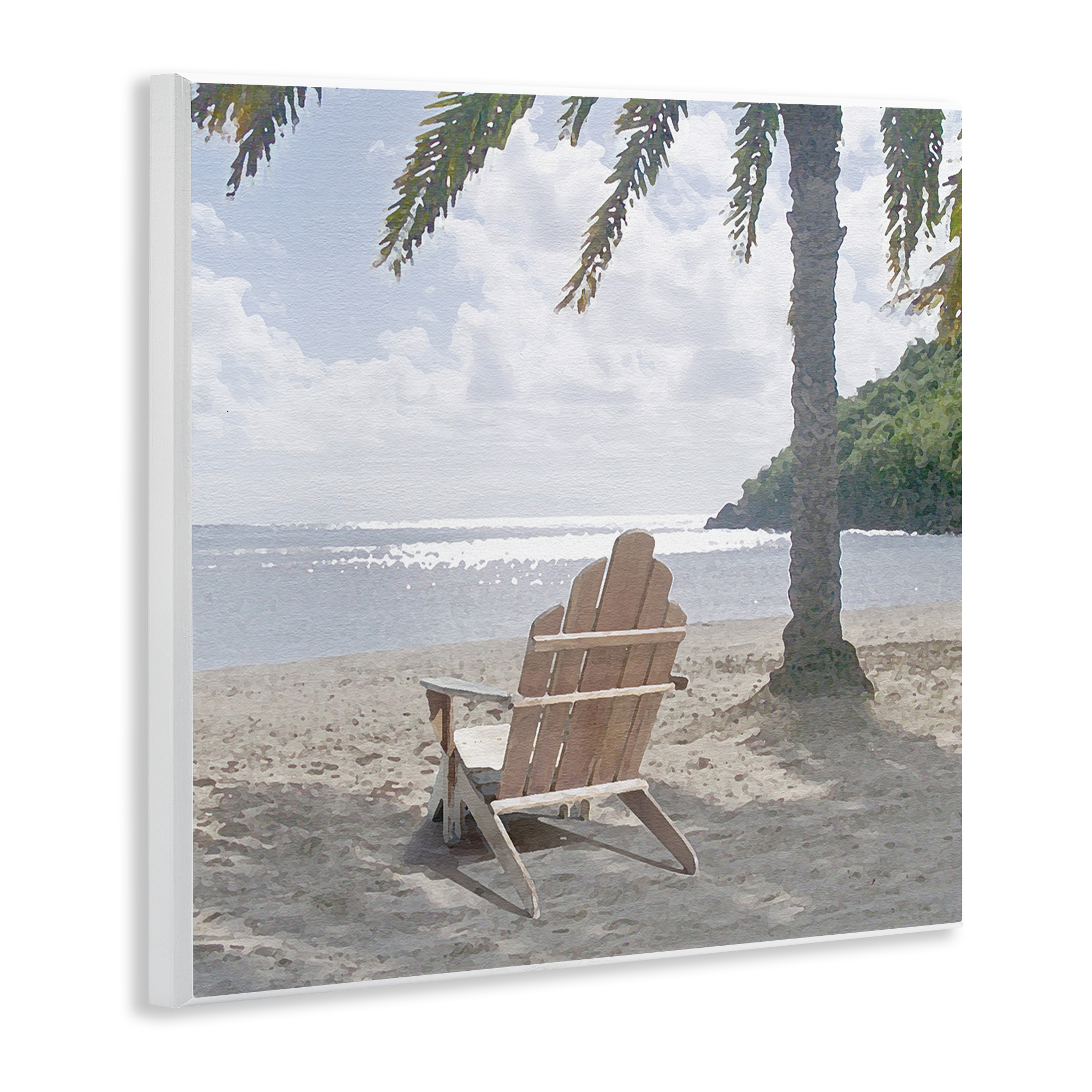 Stupell Industries Chair Under Palm Tree Coastal Photography Unframed Art Print Wall Art, 12 x 12