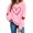 Pink, variant on Tops for Women Long Sleeved Round Neck Hearted Printed Sweatshirts White M