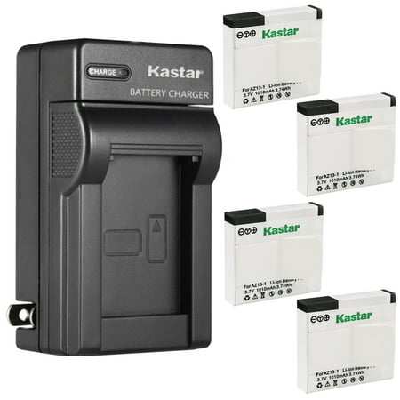 Kastar 4-Pack Battery and AC Wall Charger Replacement for Xiaomi YI AZ13-1  Xiaomi YI AZ13-2 Battery  Xiaomi Yi 1 Action Camera  Xiaomi Xiaoyi 1080P 16.0MP CMOS Sports Action Camera Camcorder
