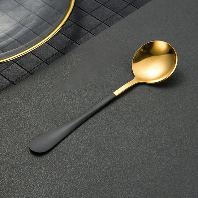 Cuillère en Acier Inoxydable Vaisselle Petite Cuillère Ronde Cuillère à Café Cuillère à Mélanger Or Titane Petite Cuillère Ronde Petite Cuillère Ensemble de Table de Cuisine pour 4 Moins de 100