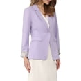 thumbnail image 4 of Women's Business Casual Blazer Lapel Collar 3/4 Sleeve 2026 Summer Spring Suit Jacket S Light Purple, 4 of 5