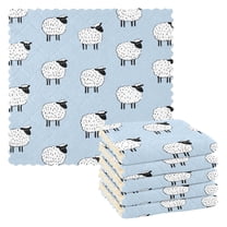 Yayeee 6 Pack Kitchen Dishcloths for Washing Dishes Soft Absorbent Microfiber Towels, Blue Sheep Pattern
